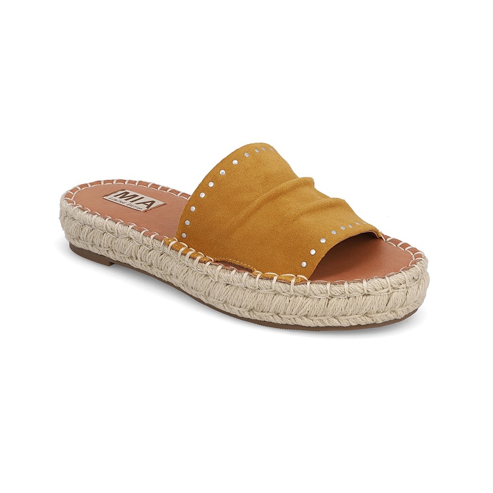 Mia Mustard Espadrille Slides - Dahya - Mustard